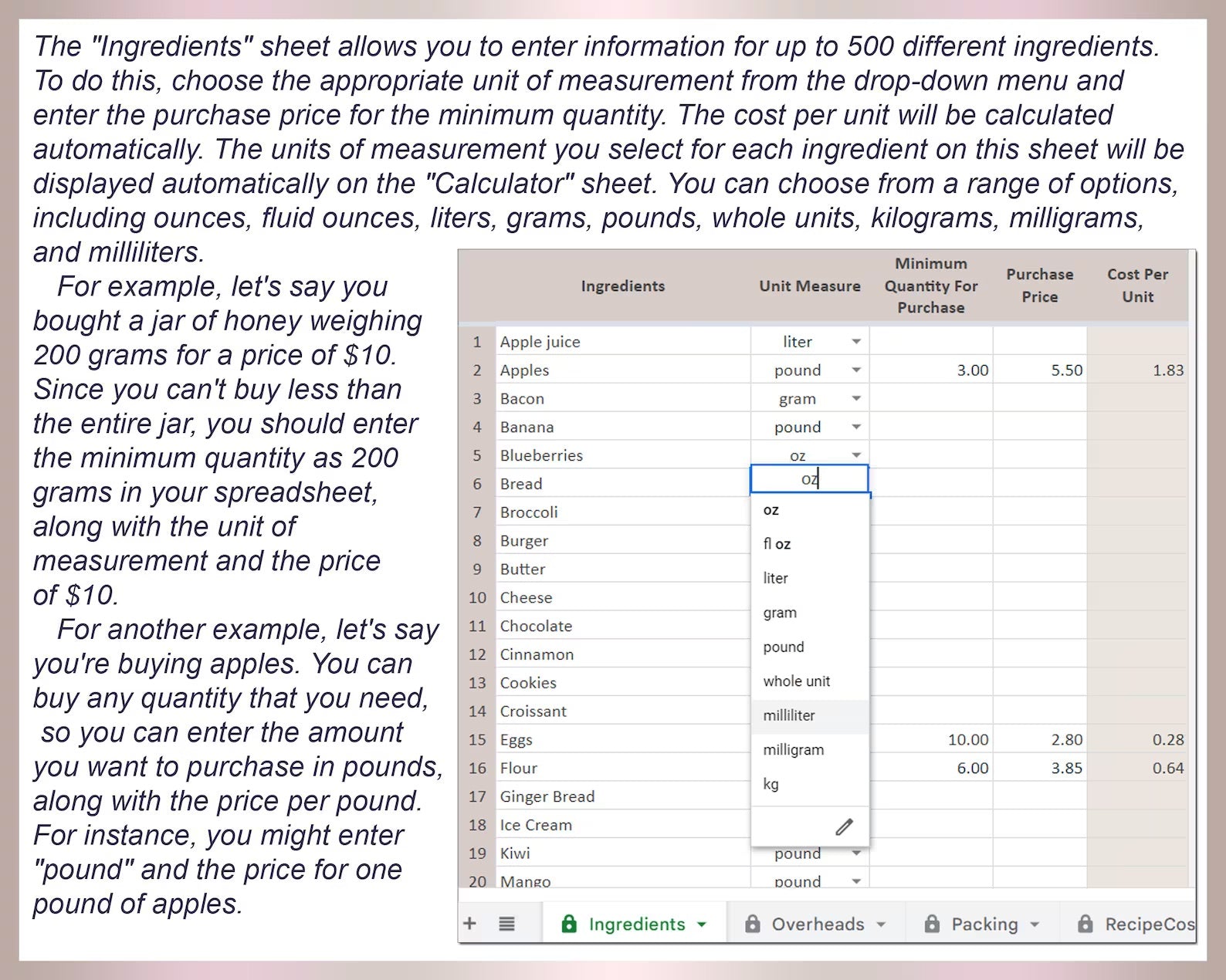 Recipe Cost Calculator