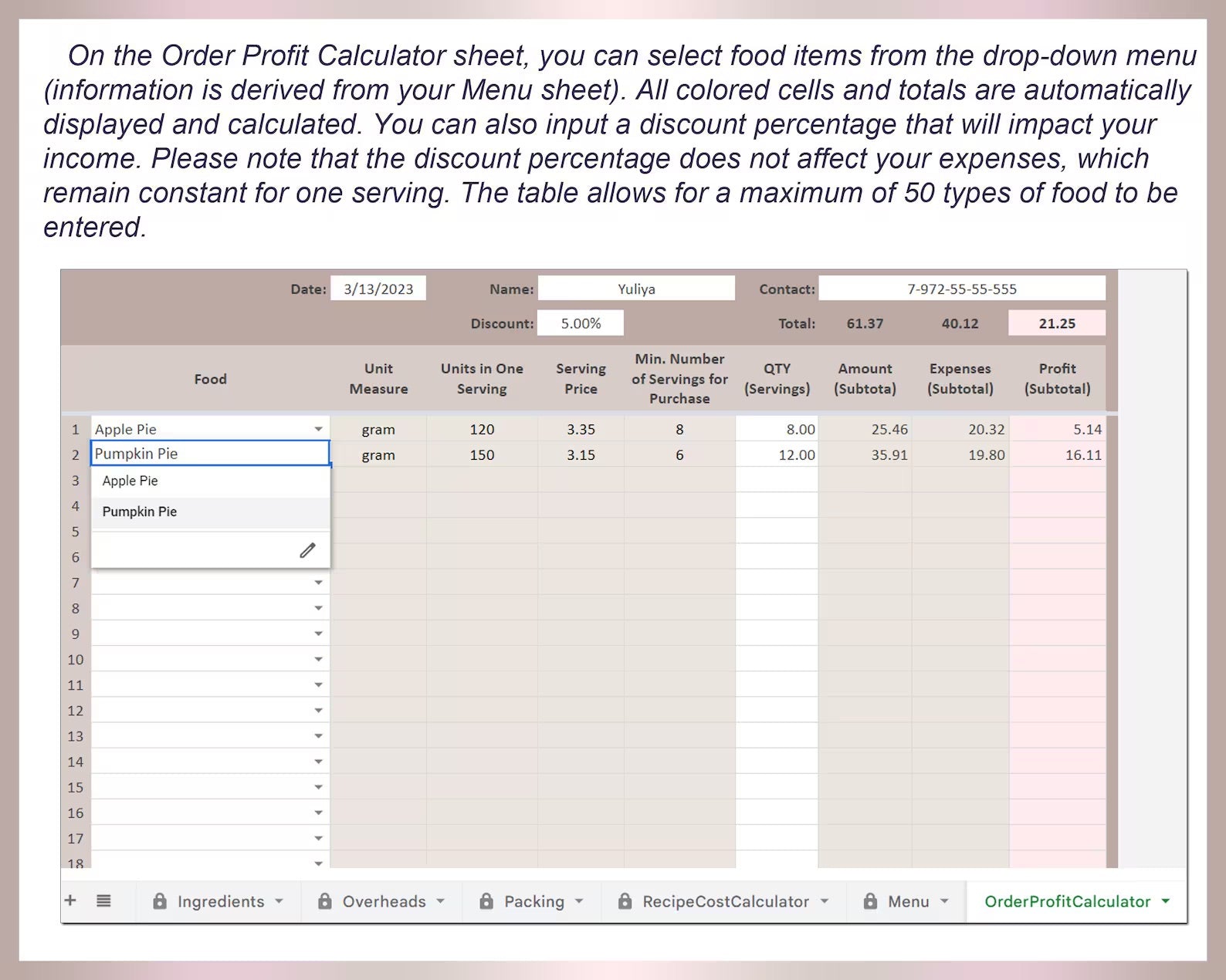 Recipe Cost Calculator